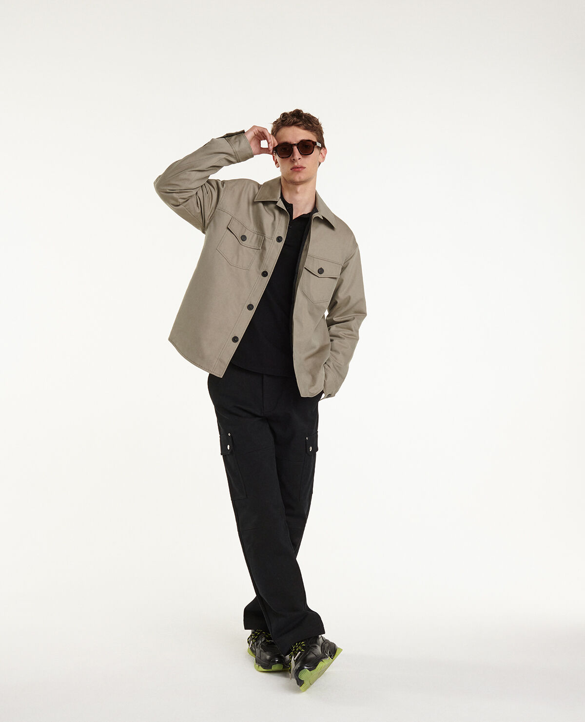 Quilted khaki jacket with pockets   The Kooples   US