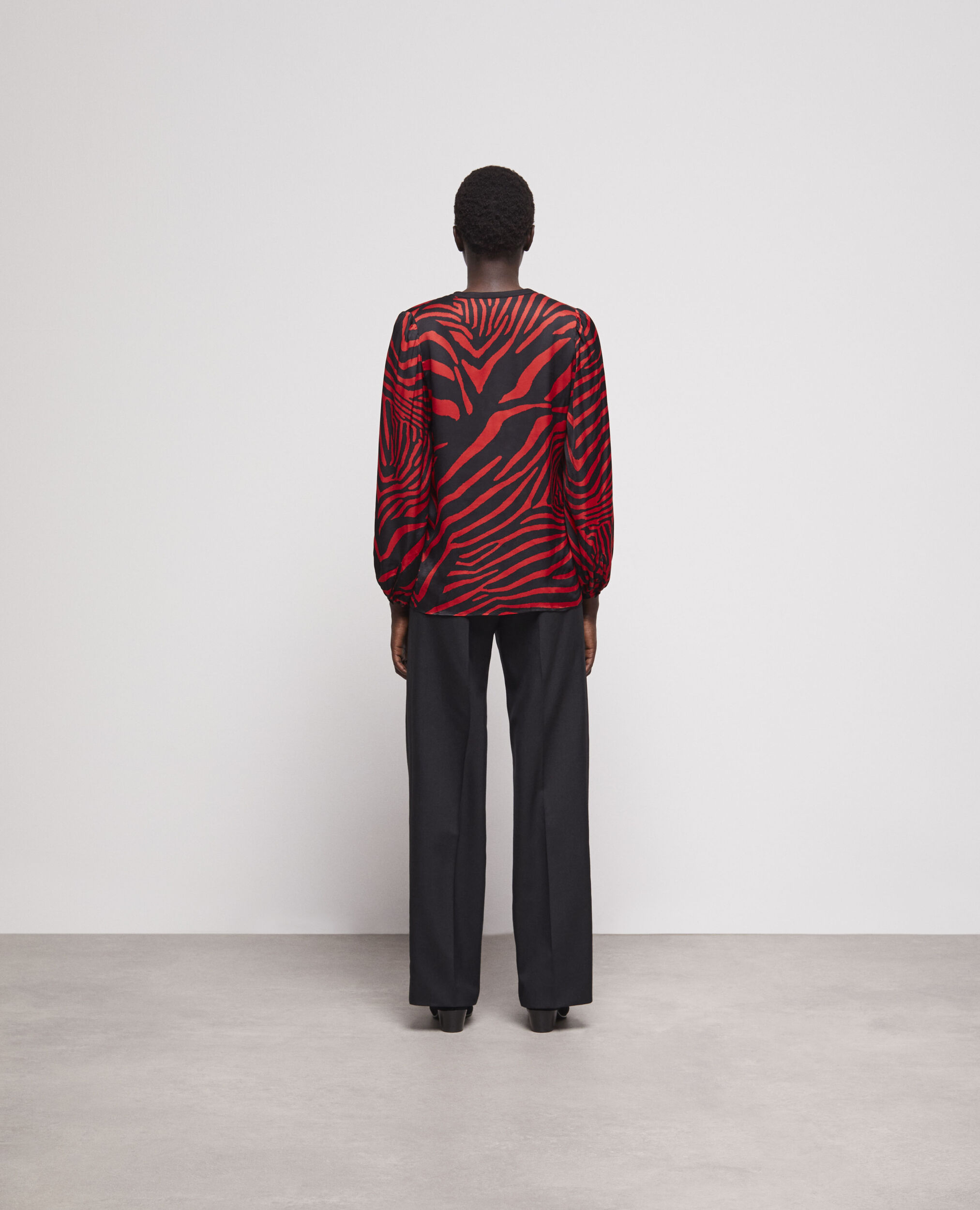 Blouse imprimée zébré rouge, BLACK - RED, hi-res image number null