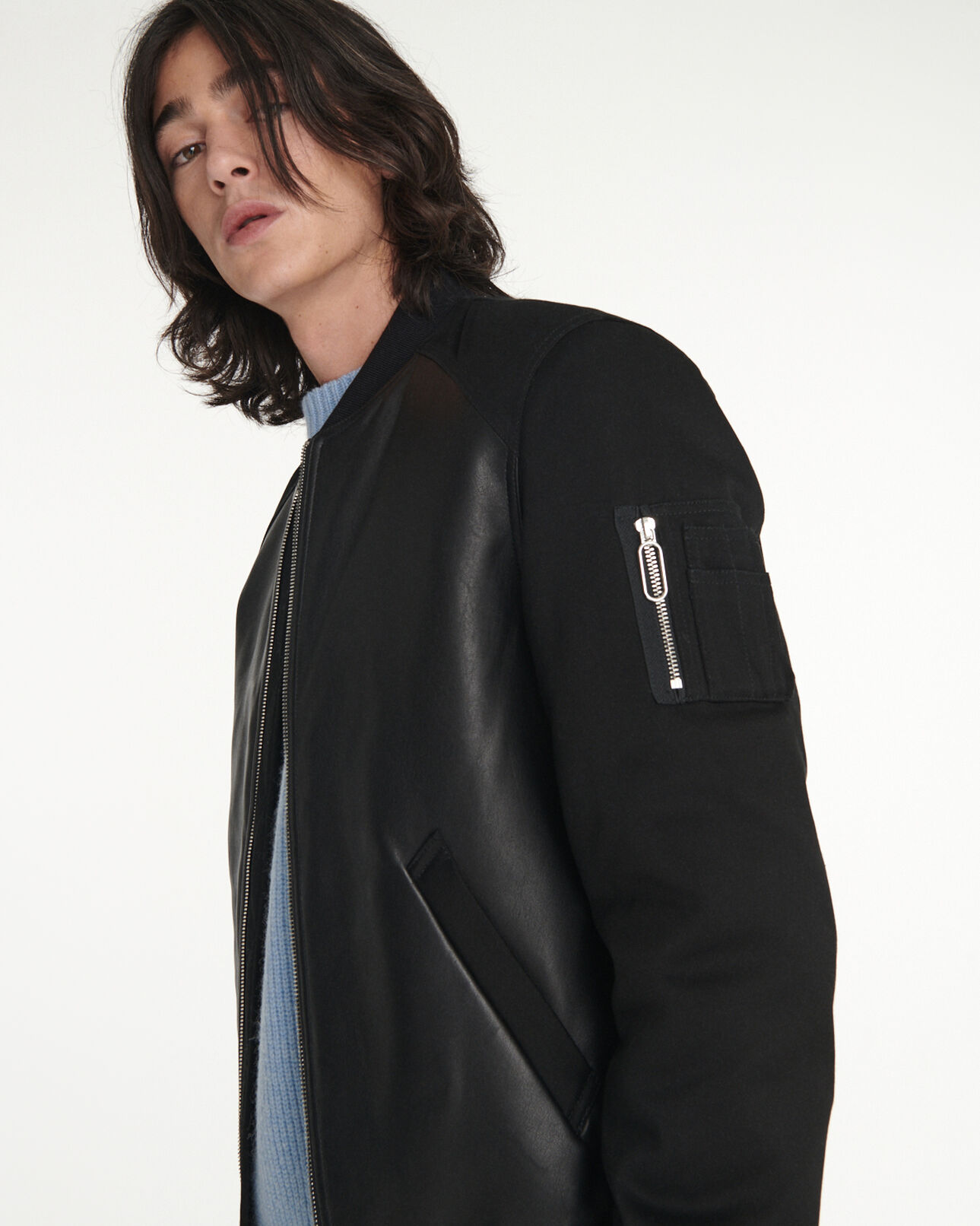 The Kooples HOMBRE BLACK chaqueta bomber piel negra bolsillo