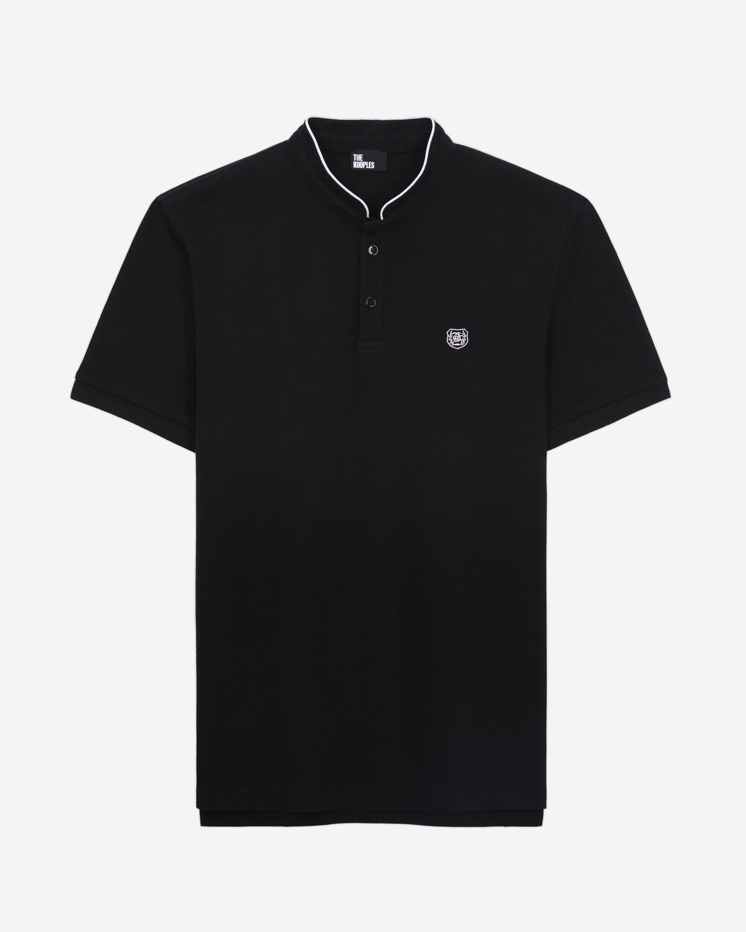 Polo noir en coton, BLACK / PINK, hi-res image number null
