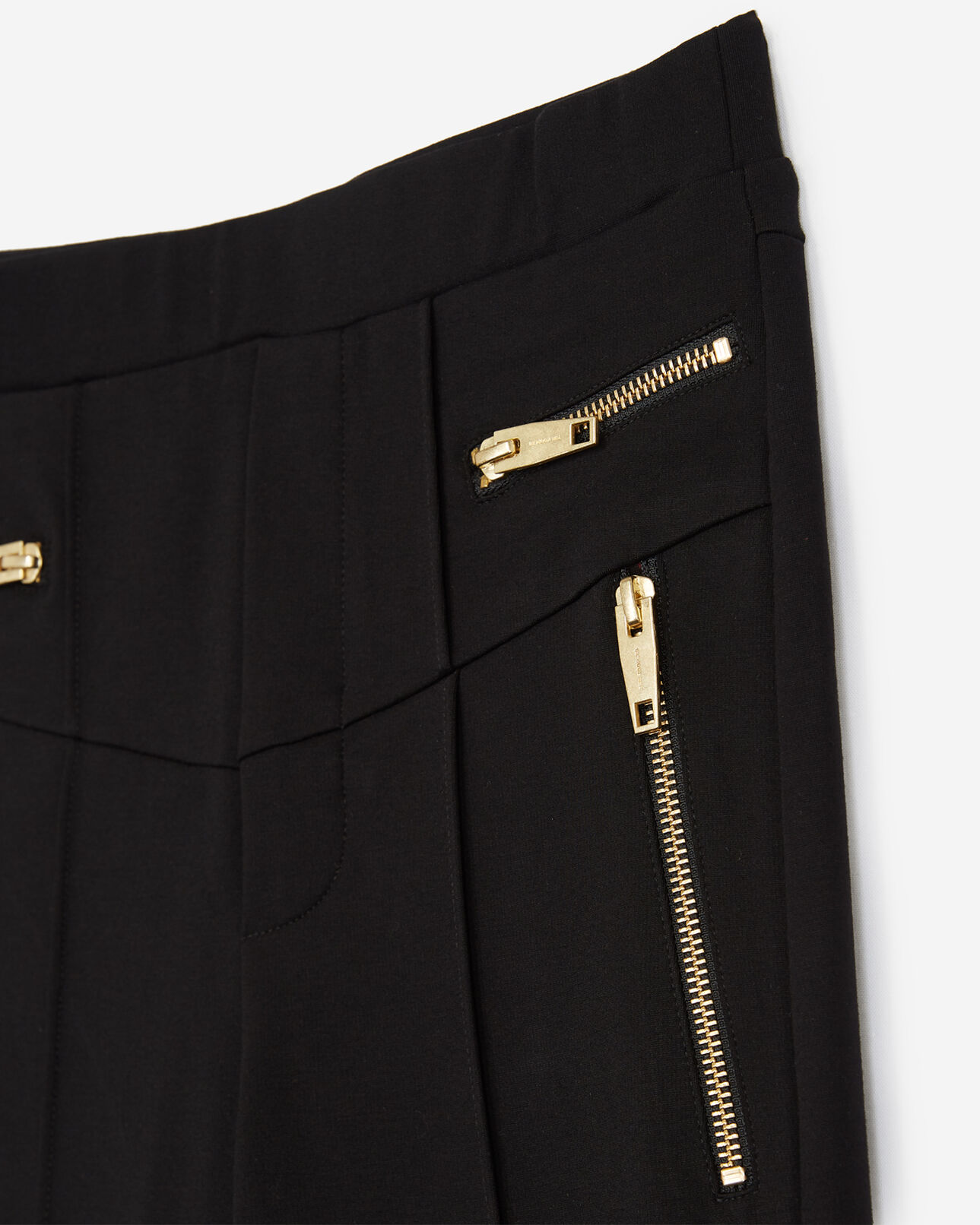 The Kooples WOMEN BLACK flared, technical fleece joggers with golden zips
