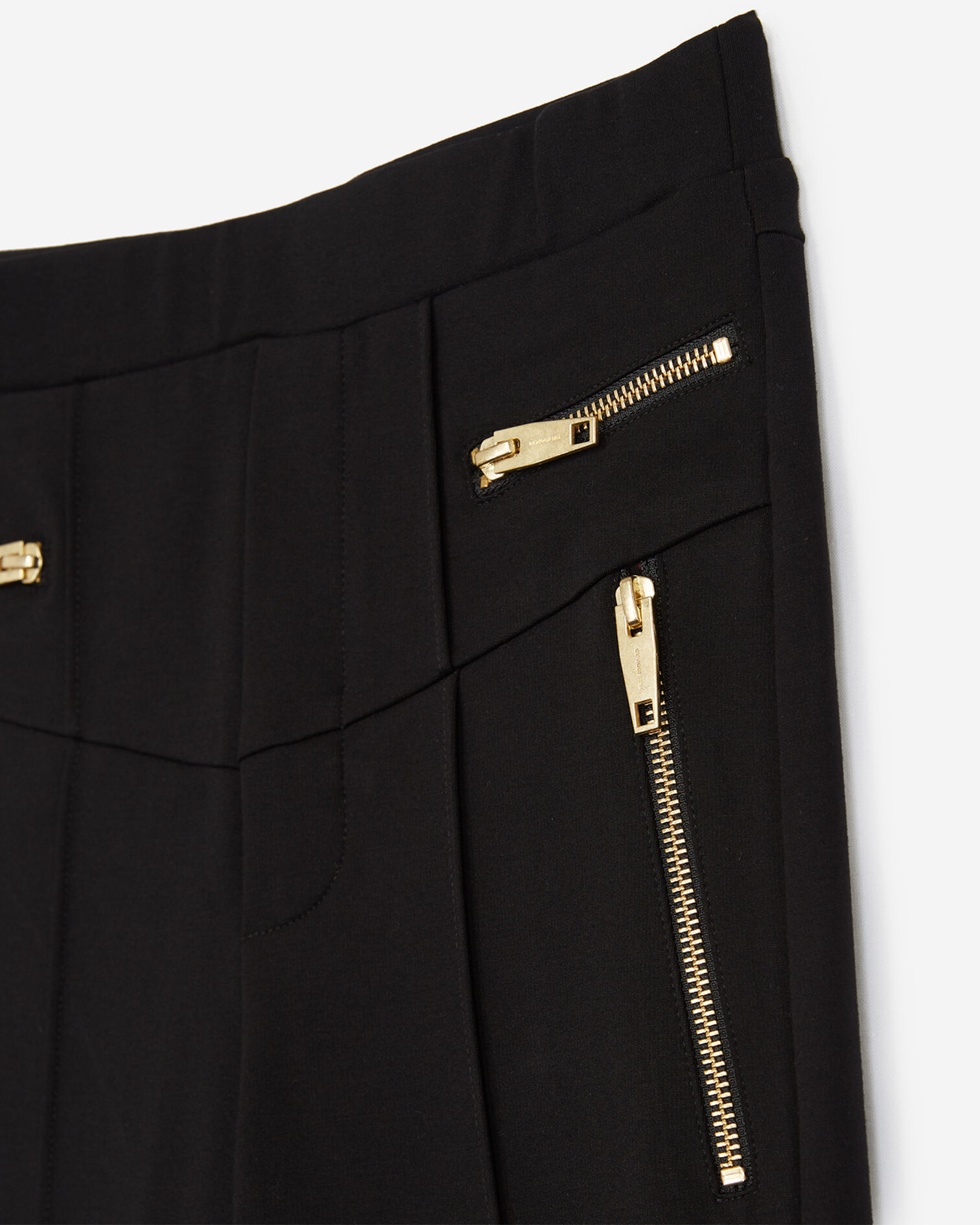 Flared, technical fleece joggers with golden zips, BLACK, hi-res image number null
