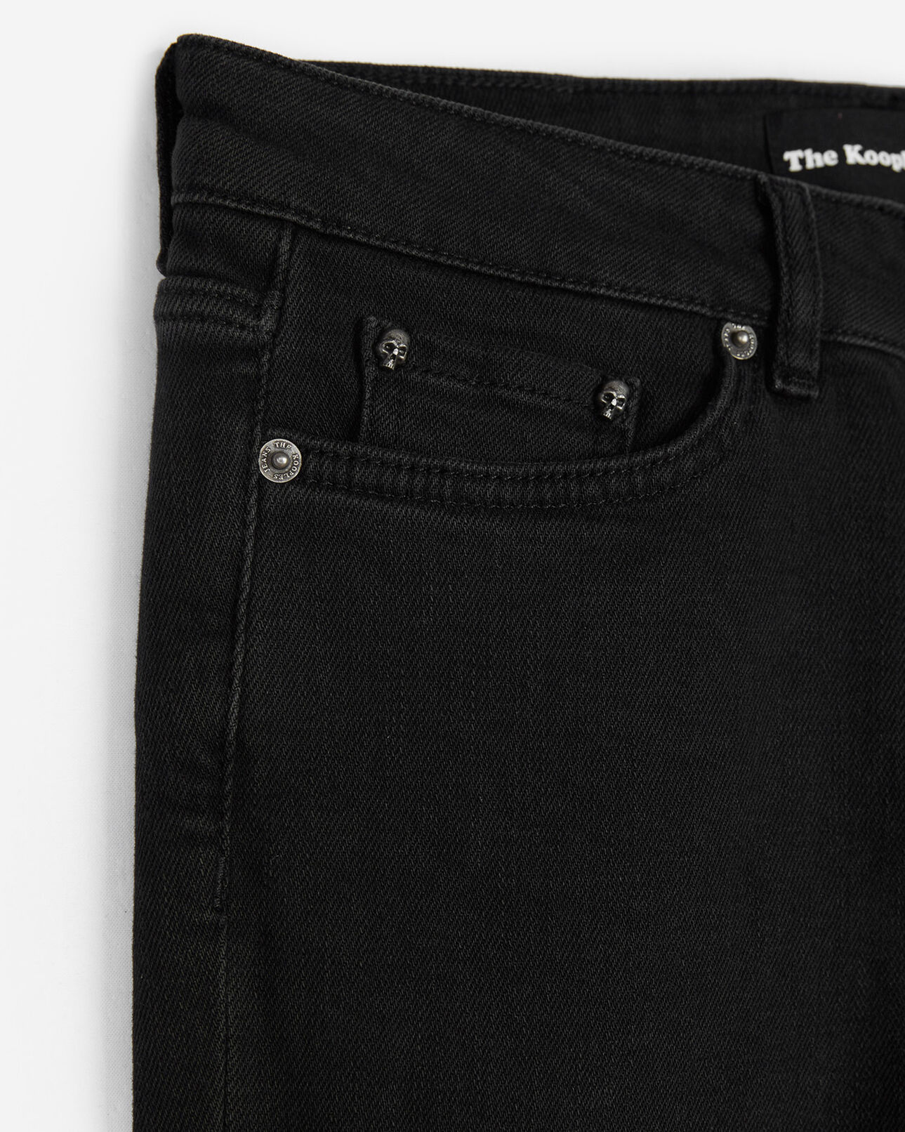 The Kooples MUJER BLACK WASHED jeans lavados en negro con tachuelas jimmy