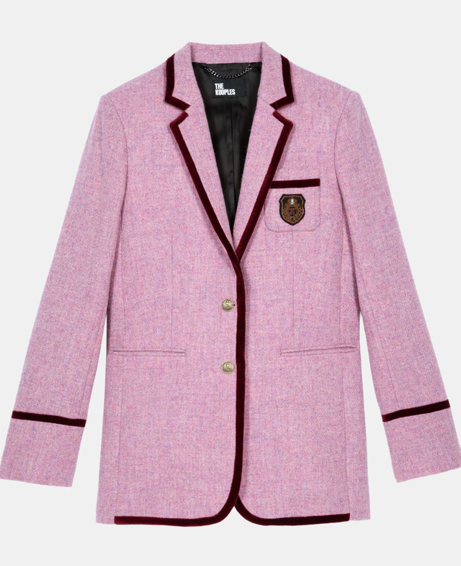 The Kooples F PINK the kooples x harris tweed pink wool tailored jacket