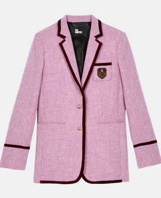 The Kooples F PINK the kooples x harris tweed pink wool tailored jacket