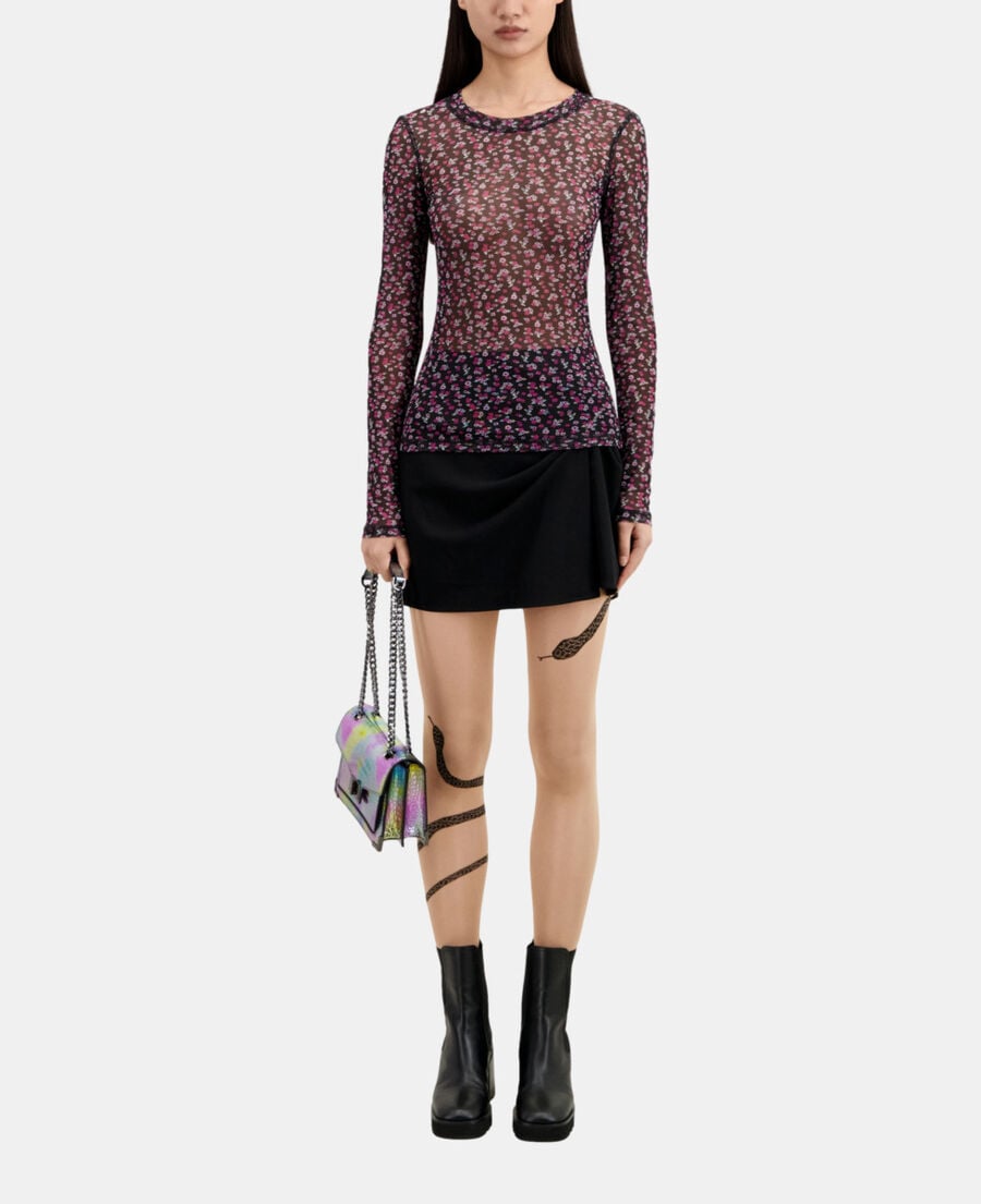 The Kooples FEMME BLACK / PINK t-shirt imprimé