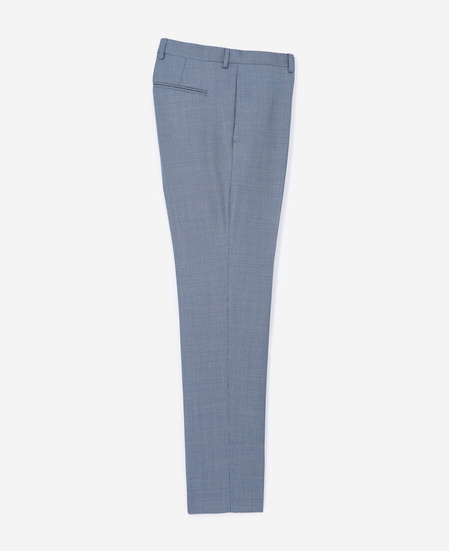 pantalon costume bleu clair à carreaux