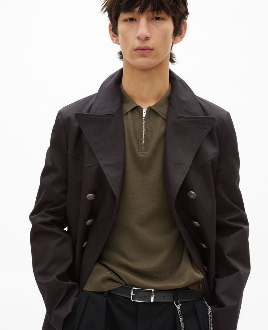 The Kooples MEN DARK GREY grey cotton coat