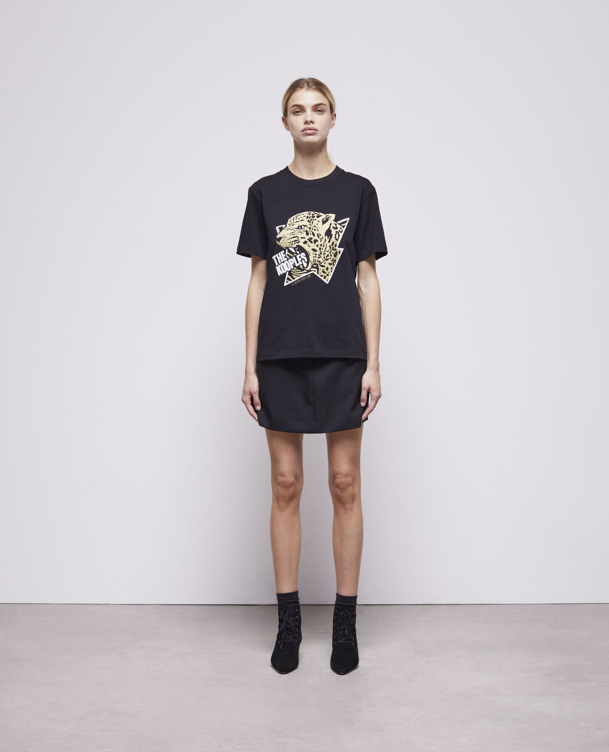 T-shirt with a tiger screen print, BLACK-ANTIC GOLD, hi-res image number null