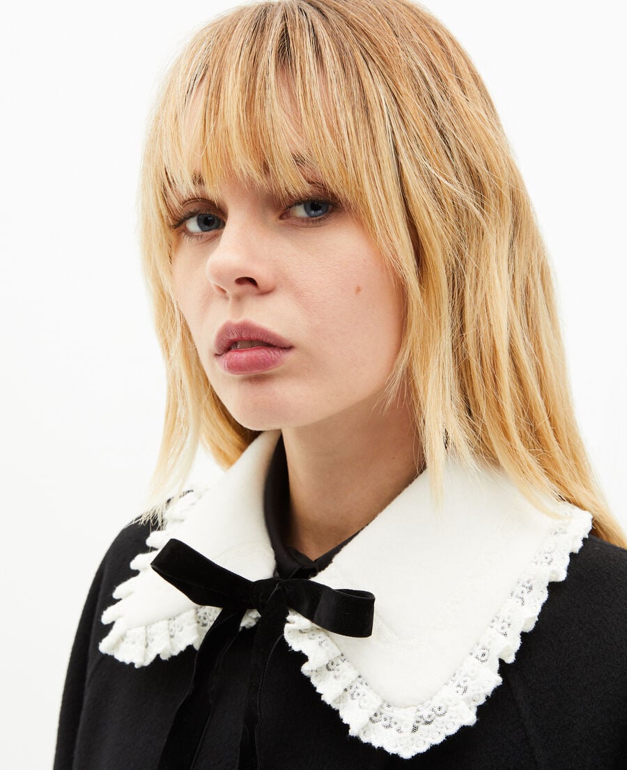 The Kooples WOMEN BLACK double-faced coat in black wool blend