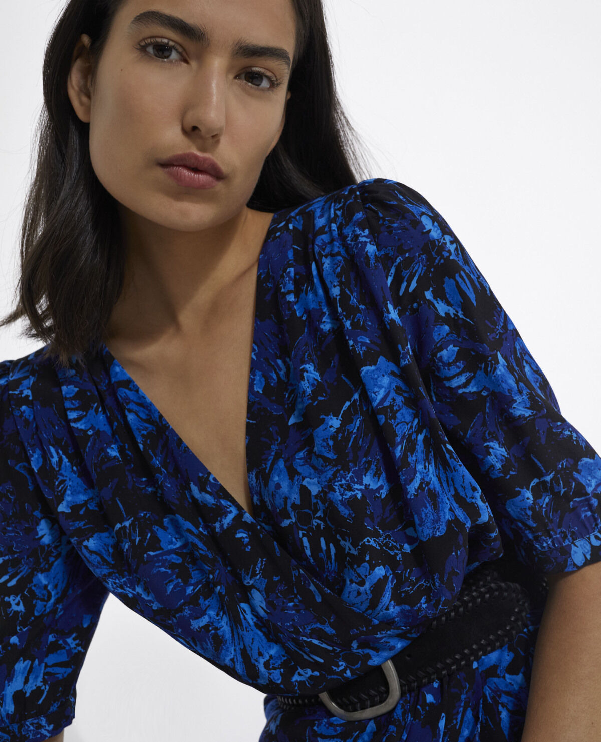 Navy silk wrap dress outlet