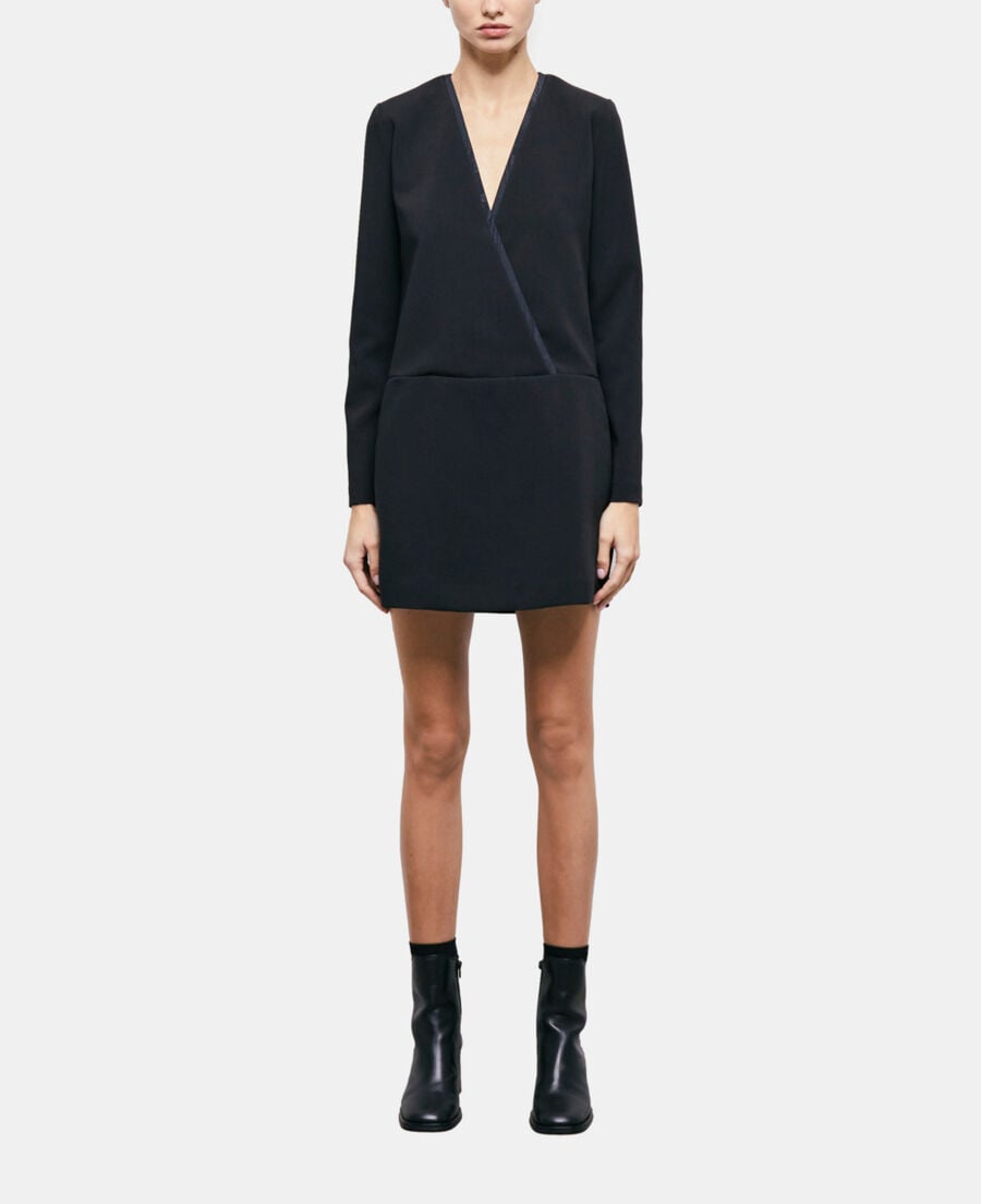 The Kooples FEMME BLACK robe courte croisée noire