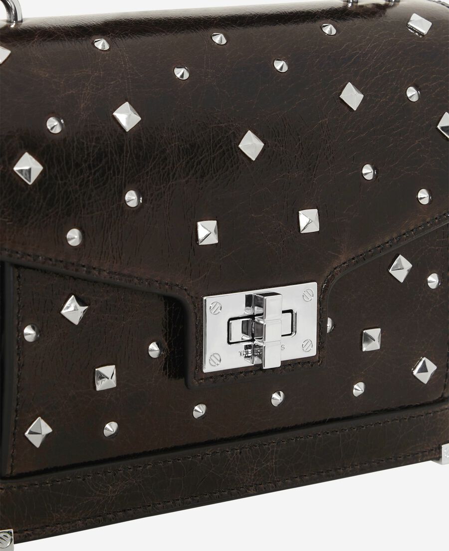 The Kooples DAMEN BROWN emily tasche small aus braunem crackleder