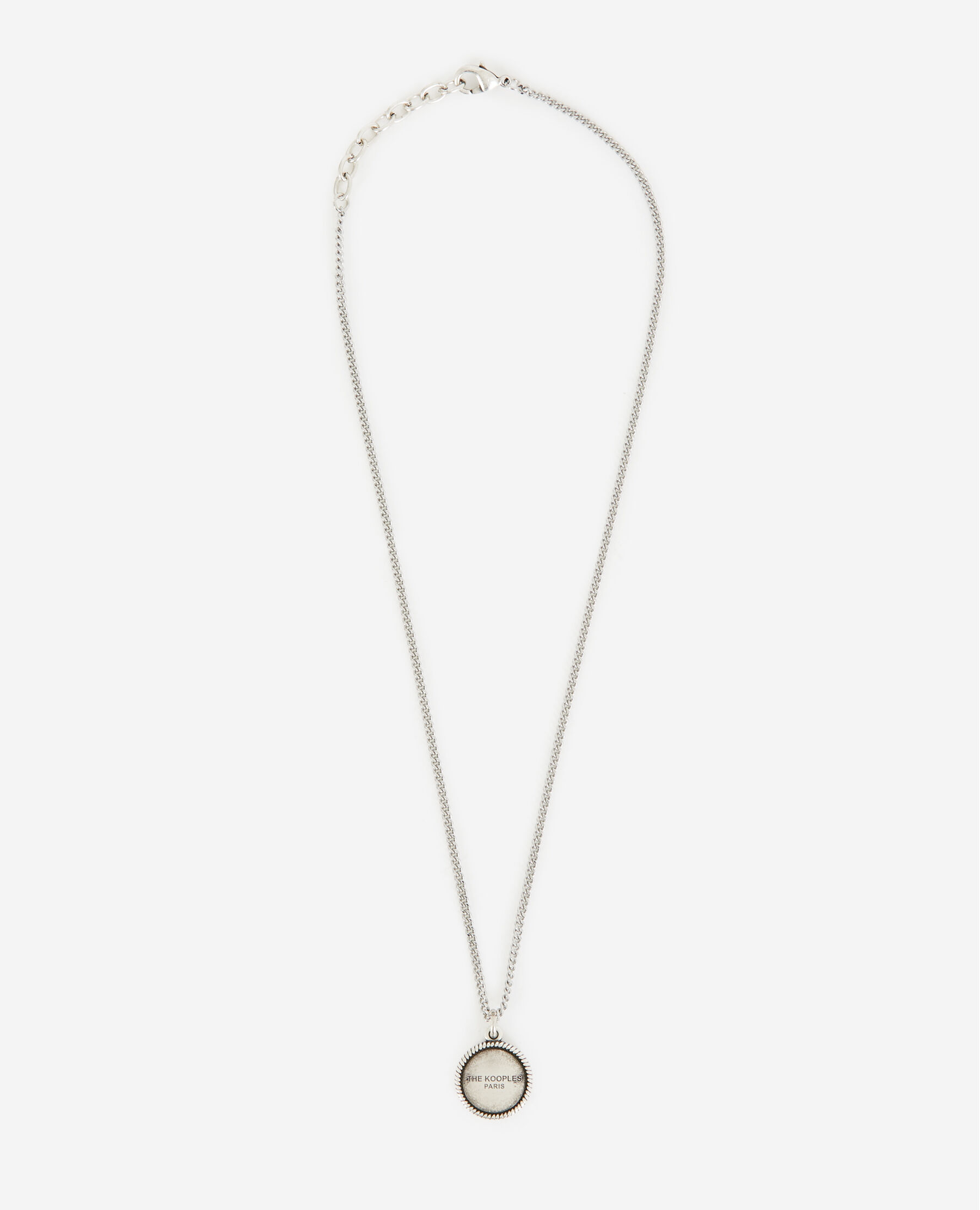 Metal silver necklace with logo pendant