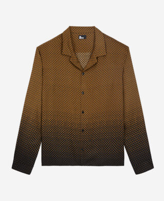 The Kooples H KAKI BLACK printed hawaiian collar shirt