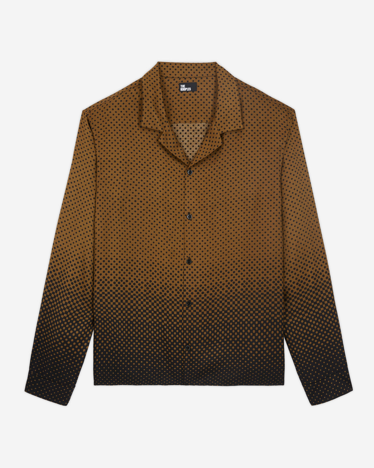 The Kooples HOMME KAKI BLACK chemise col hawaïen imprimée