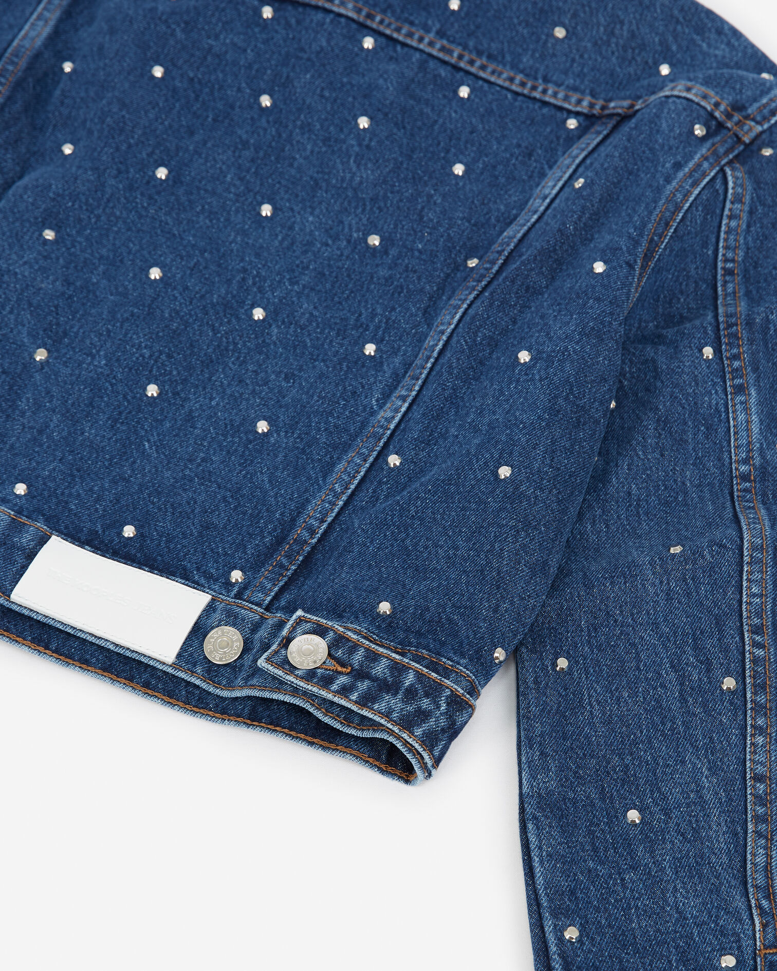 Blue denim jacket with studs all over, BLUE WASHED, hi-res image number null