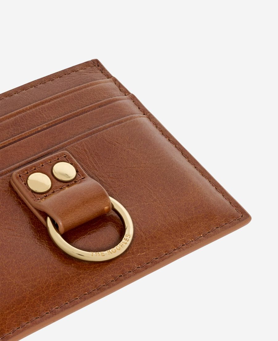 The Kooples WOMEN BROWN amelia brown leather card case