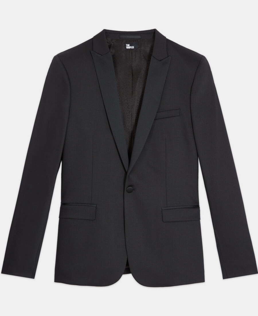 schwarze smokingjacke aus wolle