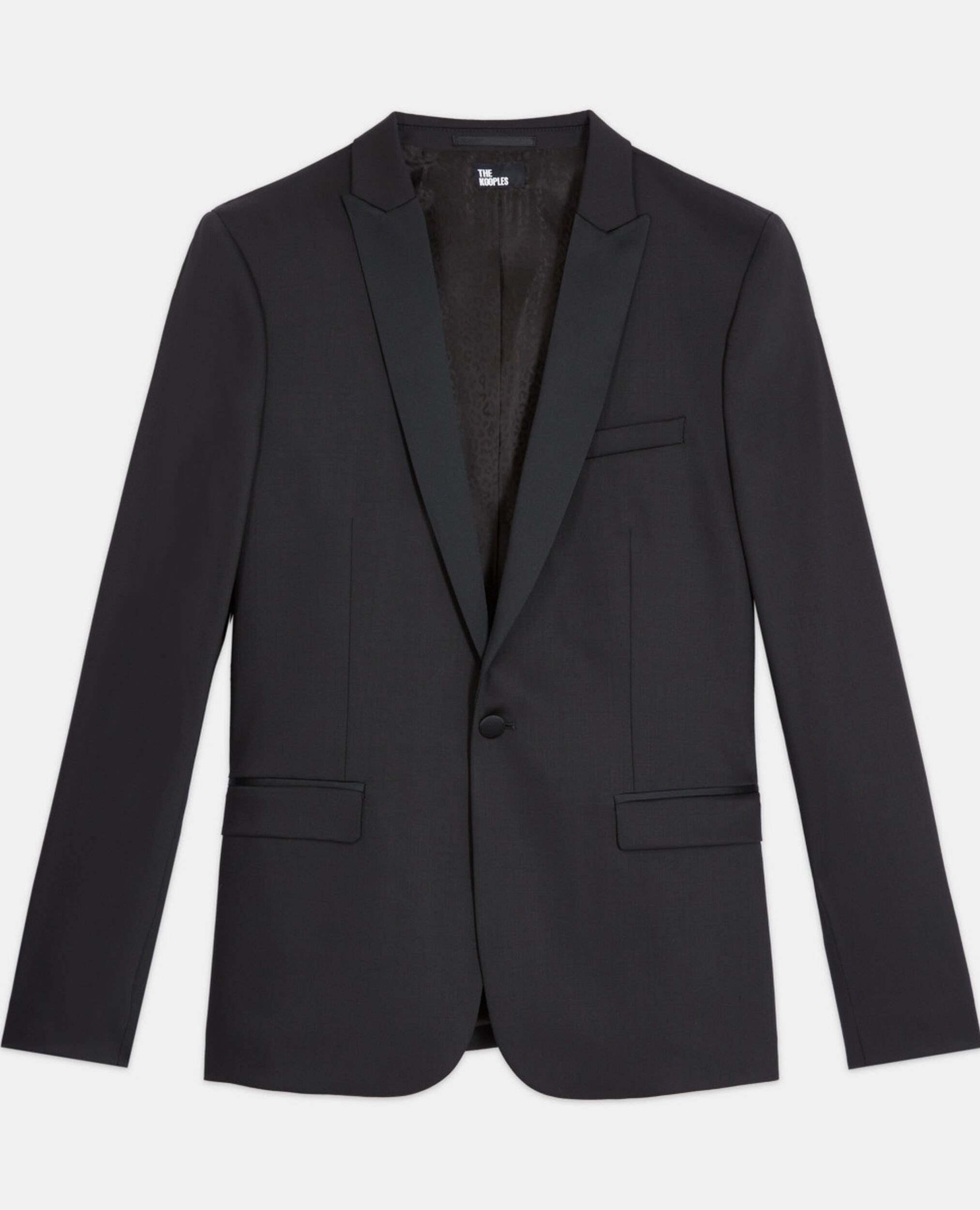Schwarze Smokingjacke aus Wolle, BLACK, hi-res image number null