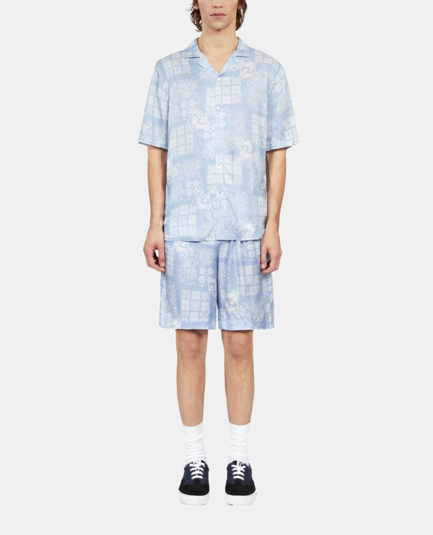 The Kooples H WHITE / SKY BLUE short-sleeved printed shirt