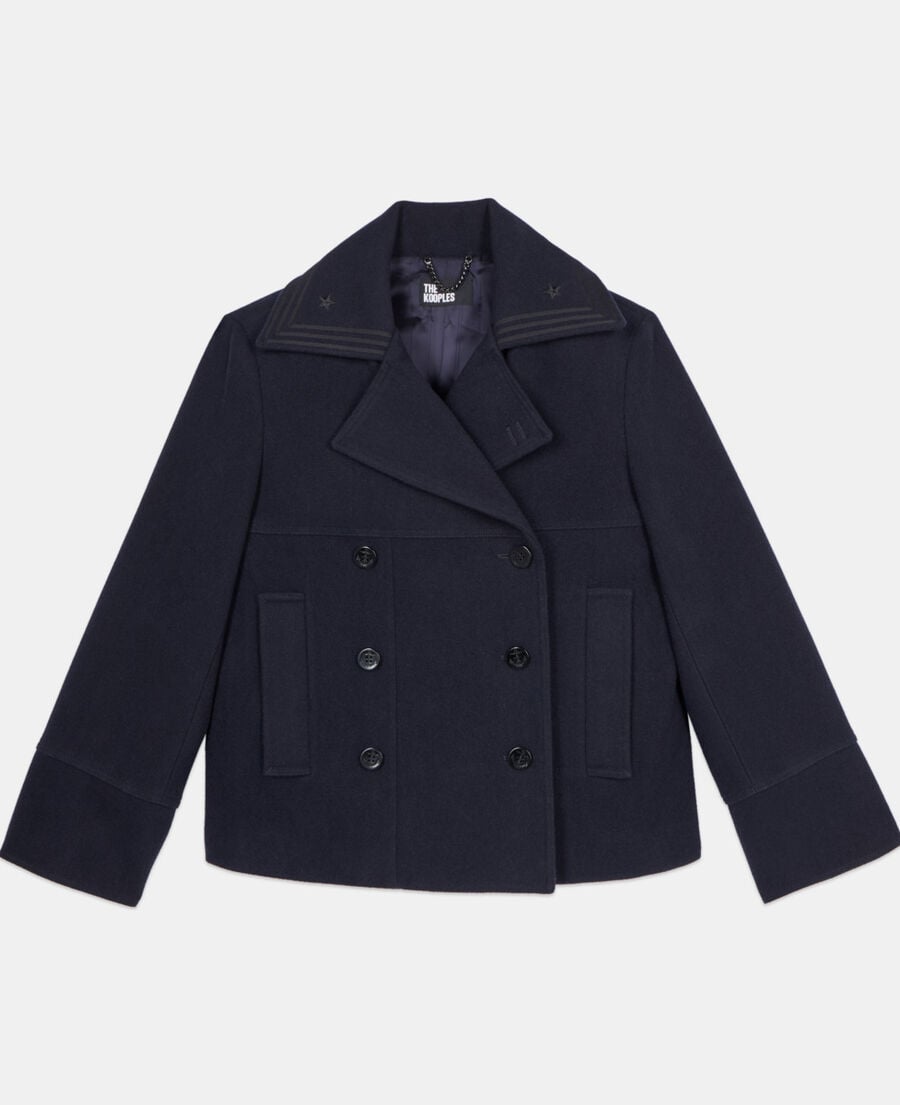 The Kooples FEMME DARK NAVY caban court bleu marine