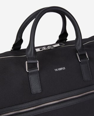 The Kooples HERREN BLACK schwarze wochenendtasche aus leder und canvas