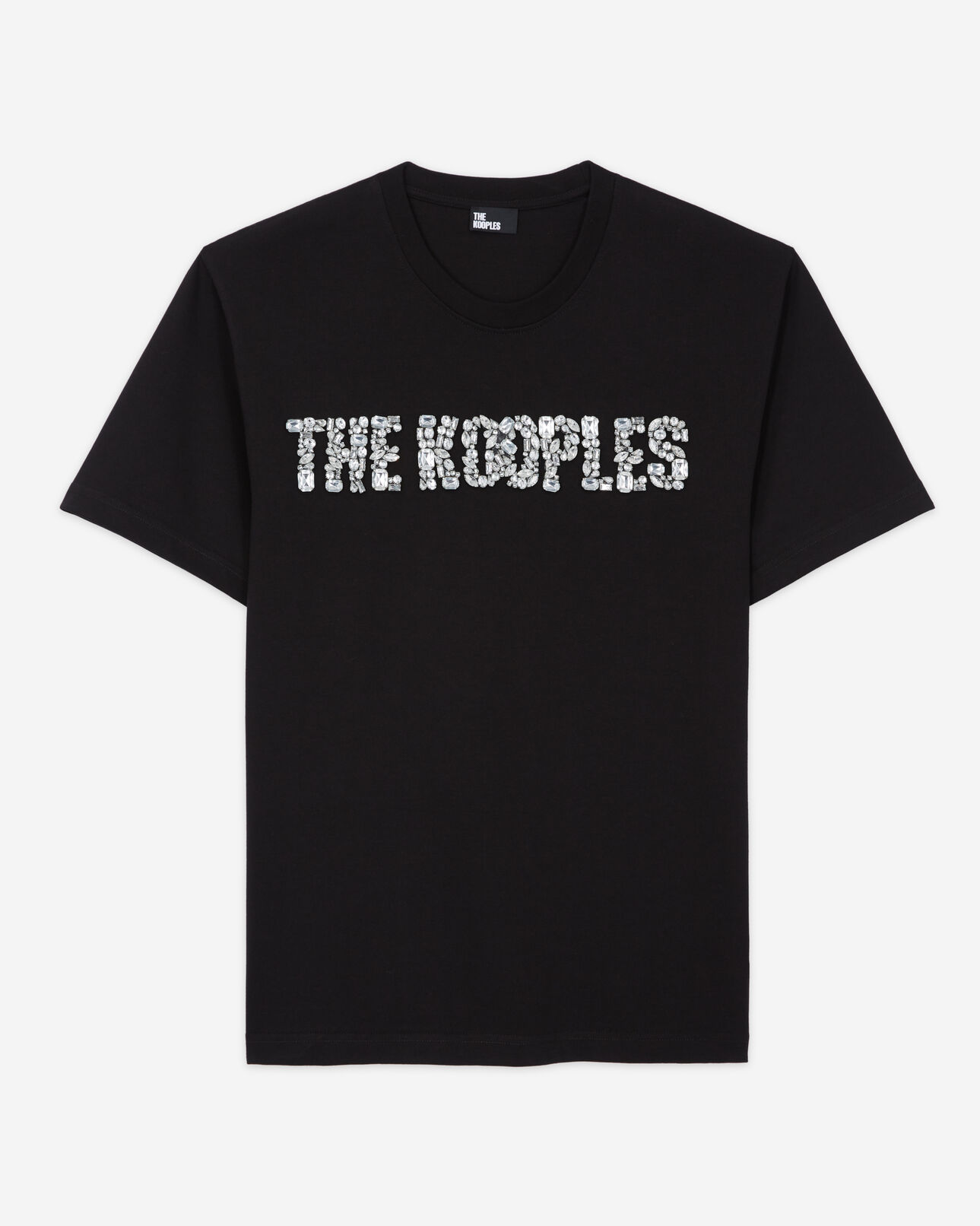 The Kooples HOMME BLACK t-shirt homme à logo strass noir