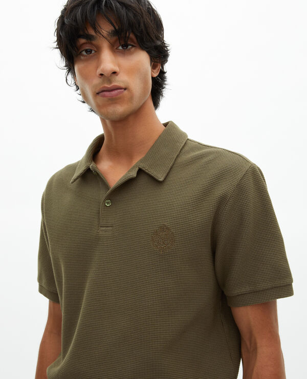 The Kooples HOMME KAKI polo en nid d'abeille avec blason kaki