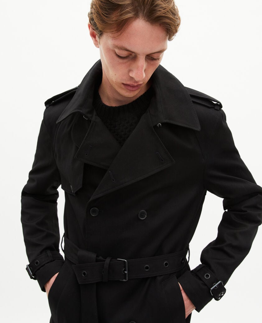 The Kooples HOMME BLACK trench coupe droite en coton noir