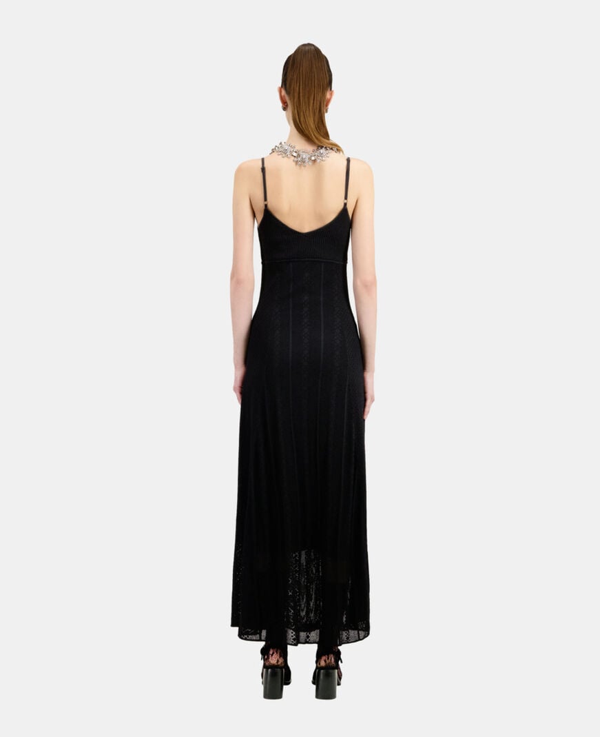 The Kooples F BLACK long black openwork knit dress