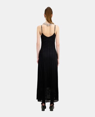 The Kooples F BLACK long black openwork knit dress