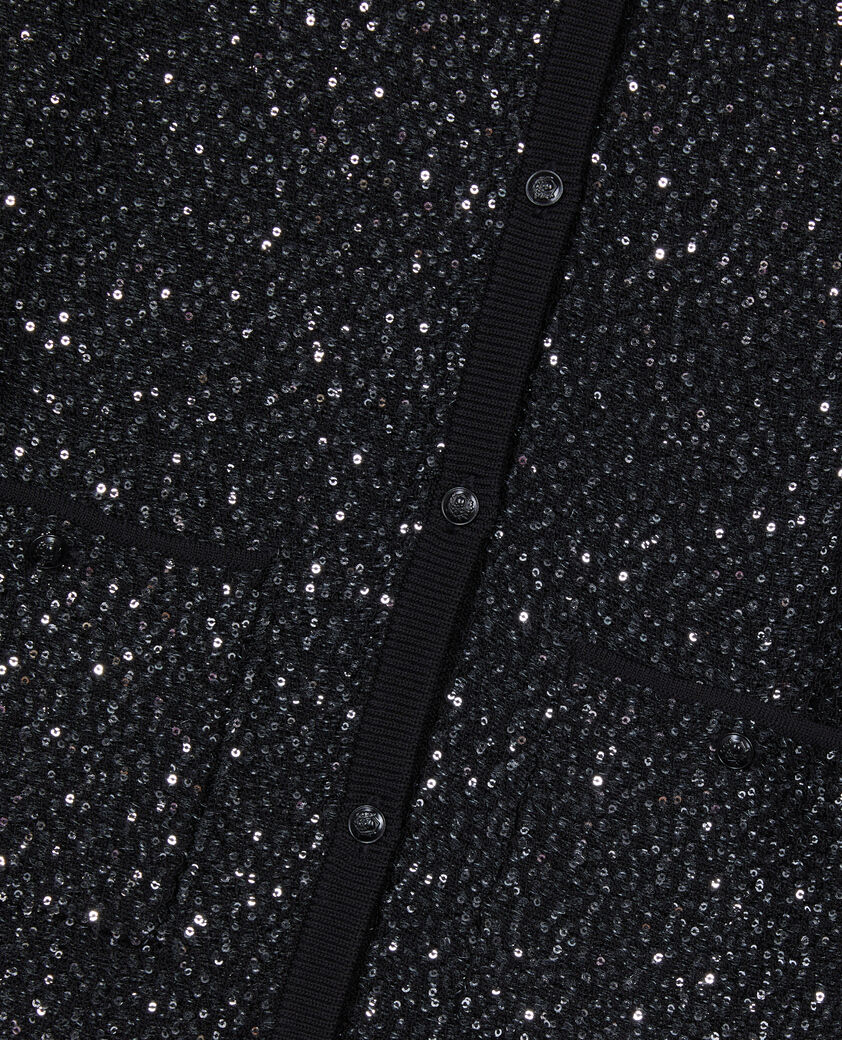 The Kooples FEMME BLACK cardigan &agrave; sequins en maille noire