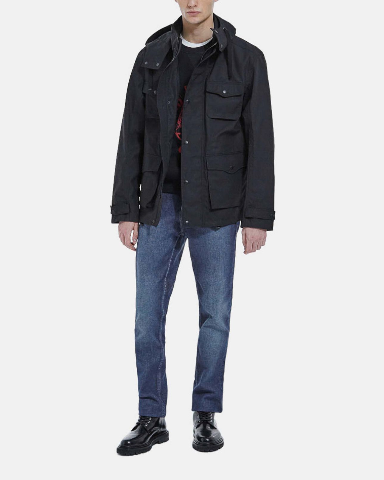The Kooples HOMME BLACK parka à capuche