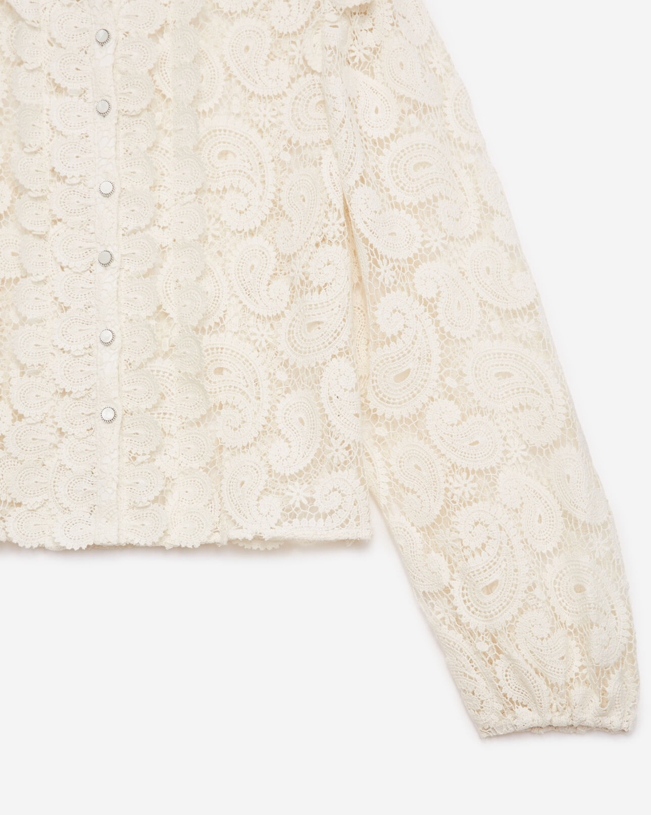 The Kooples FEMME ECRU chemise dentelle écrue à col montant