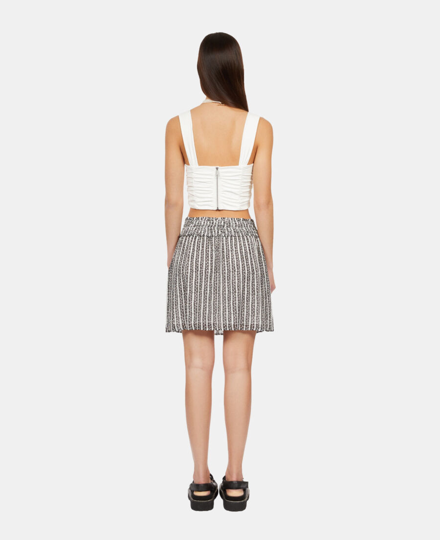The Kooples FEMME BLACK WHITE jupe courte avec rayures et smocks