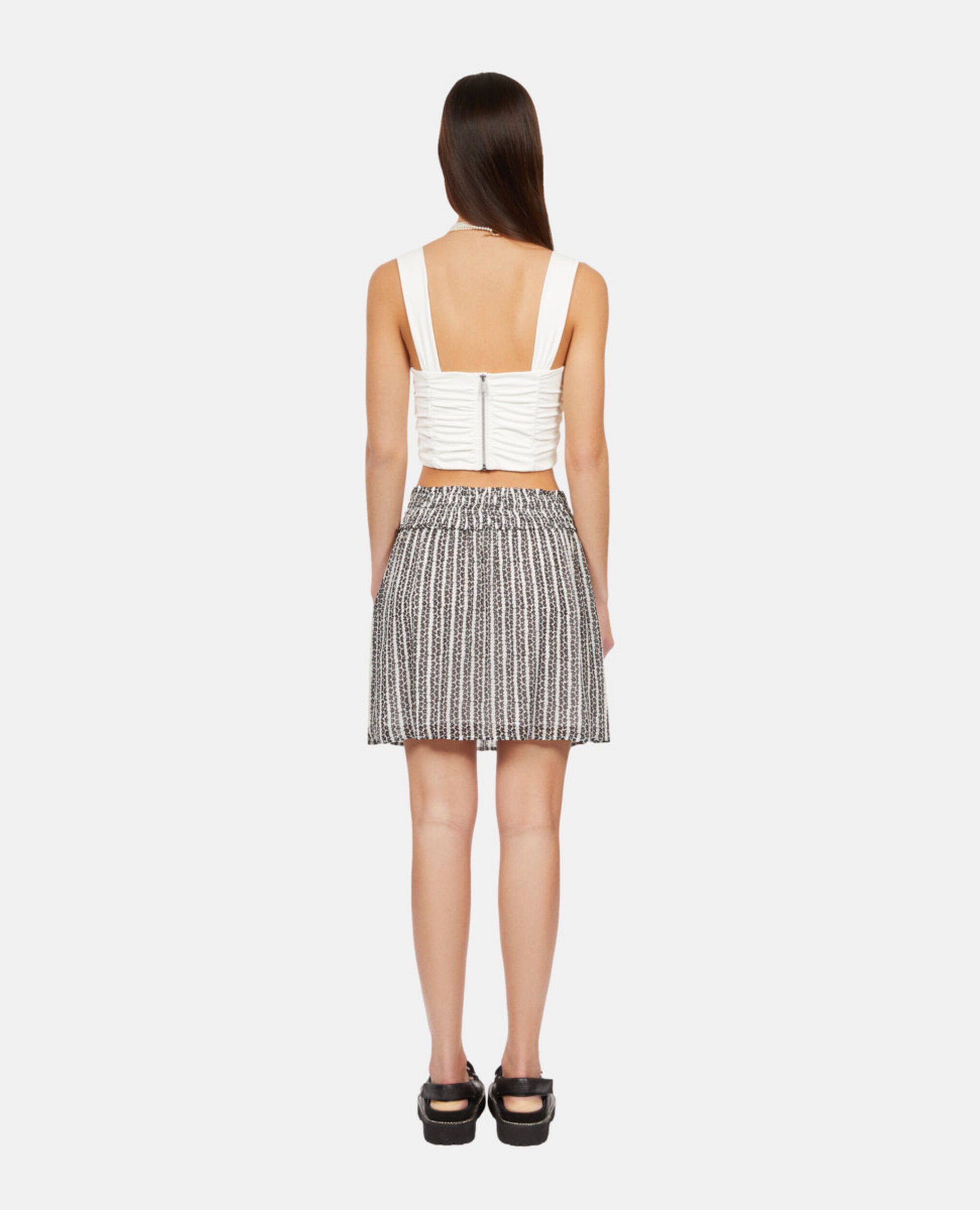 Jupe courte avec rayures et smocks, BLACK WHITE, hi-res image number null