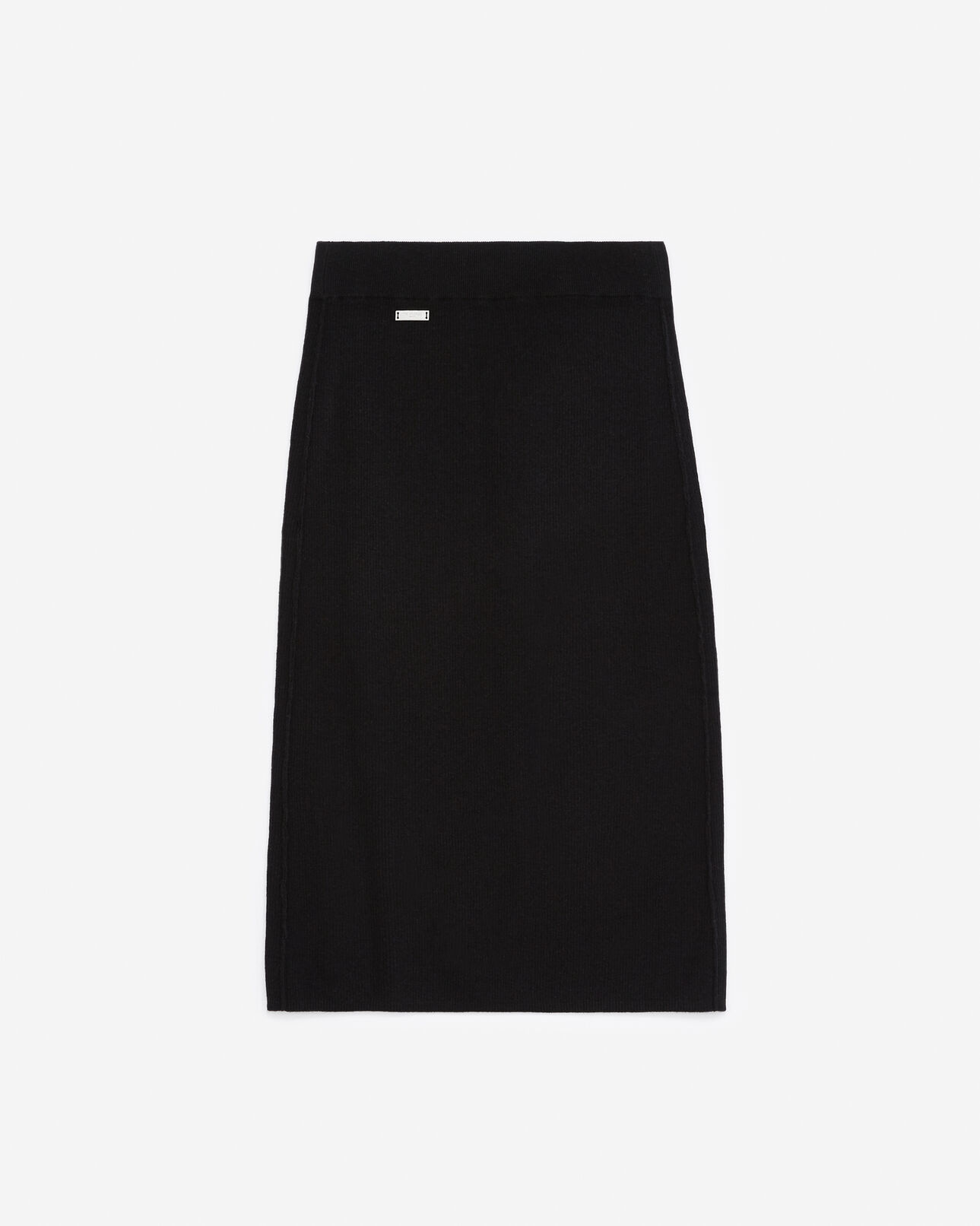 The Kooples WOMEN BLACK black ribbed wool/cashmere midi skirt