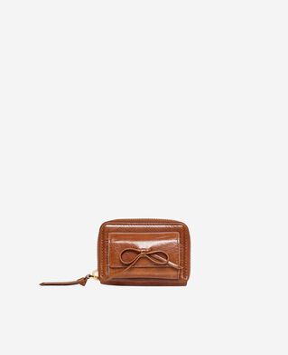 The Kooples WOMEN BROWN amelia brown leather coin purse