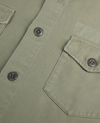 The Kooples HERREN OLIVE khakifarbenes hemd aus denim