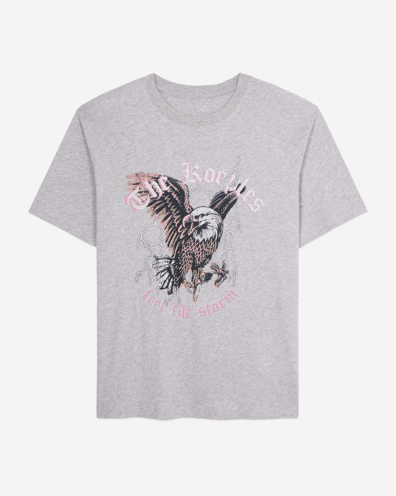 The Kooples WOMEN GRIS CLAIR grey t-shirt with feel the storm serigraphy