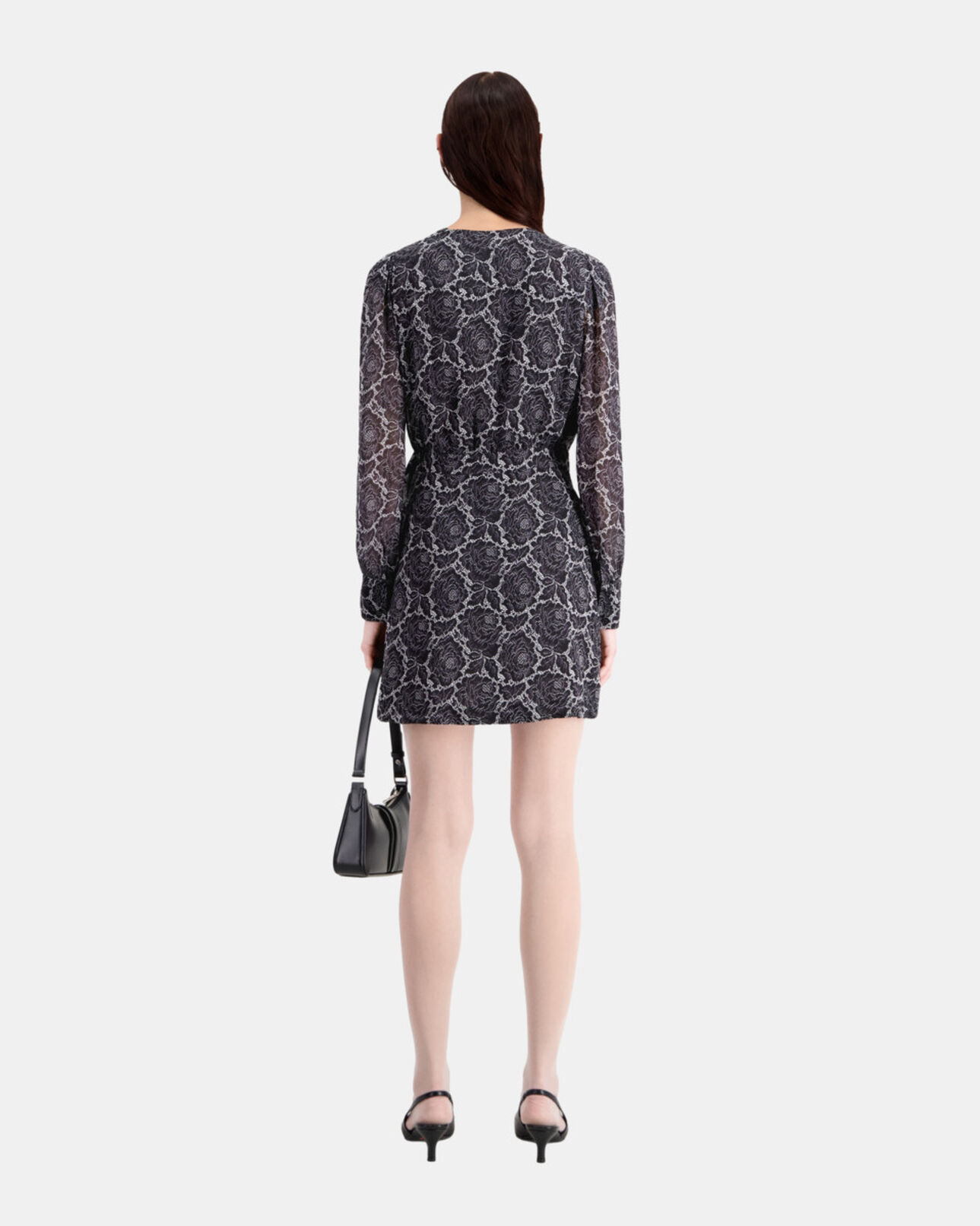 The Kooples WOMEN BLACK short printed wrap dress