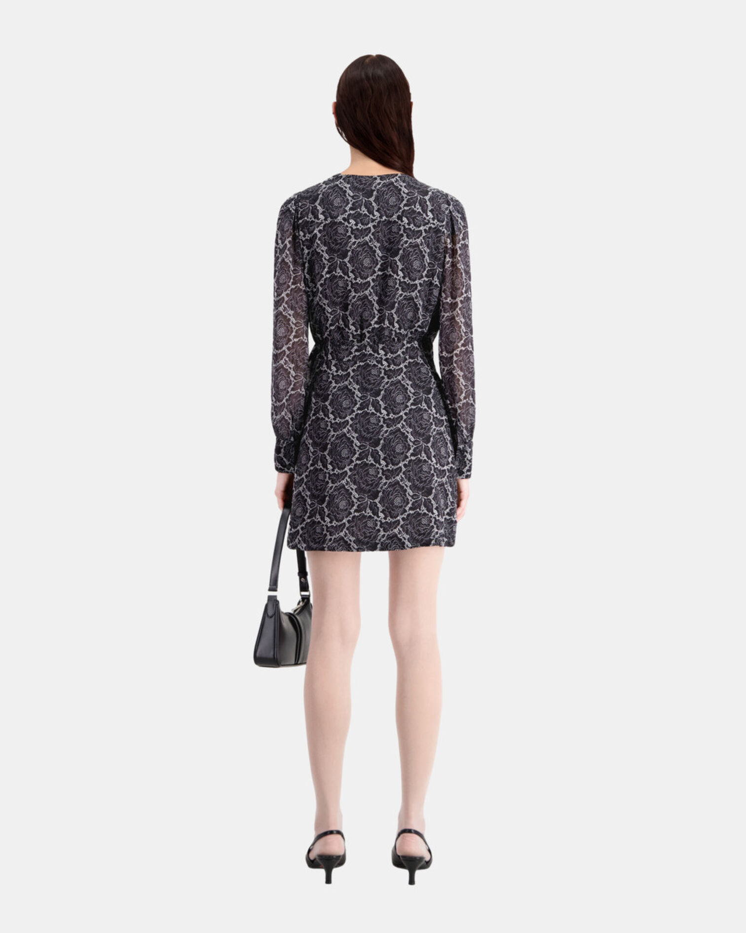 Short printed wrap dress, BLACK, hi-res image number null