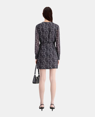 The Kooples DAMEN BLACK kurzes wickelkleid mit print