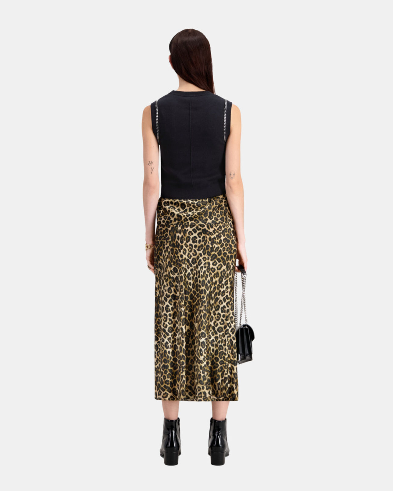 The Kooples FEMME BLACK pull noir en maille avec chaînes
