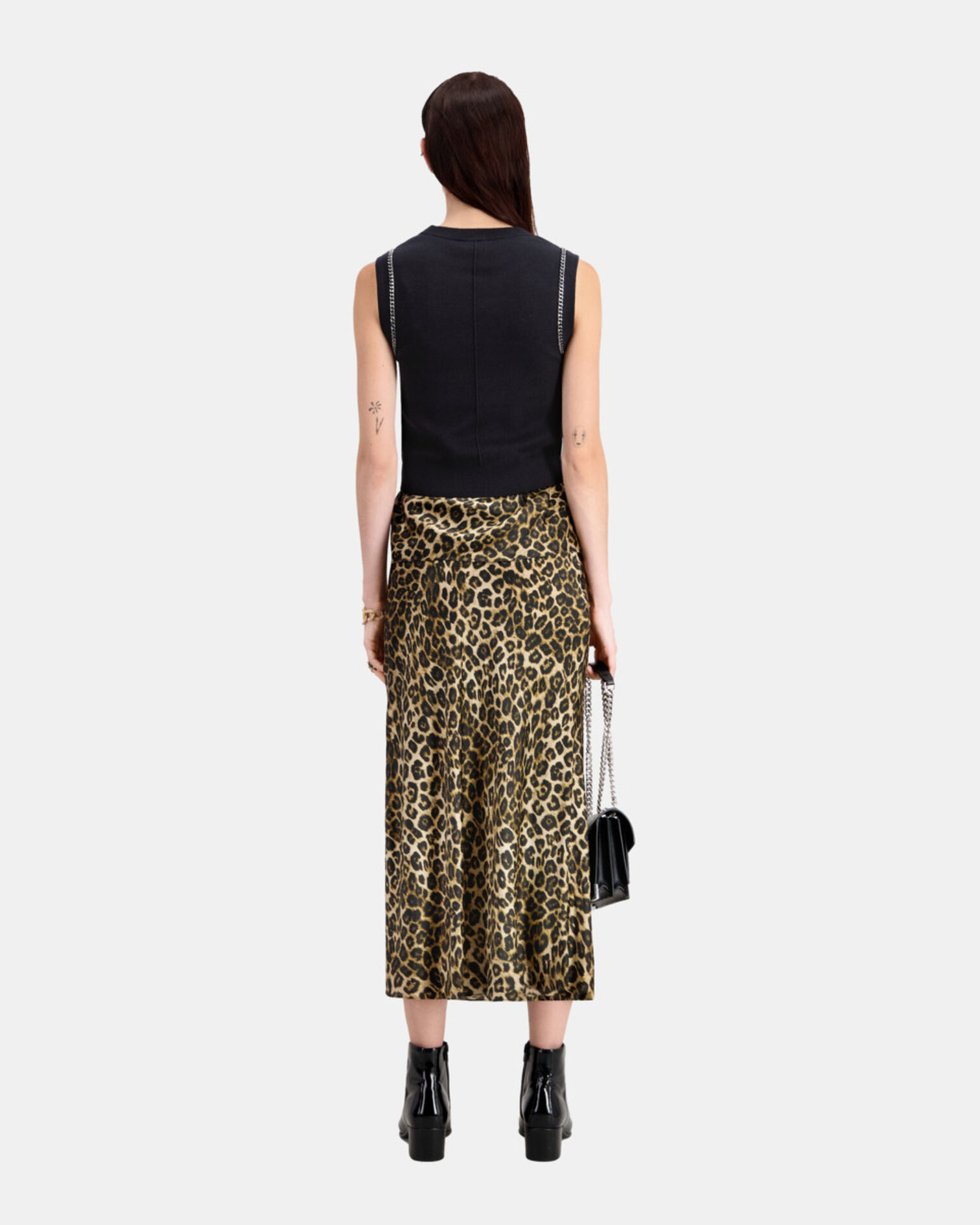 Pull noir en maille avec chaînes, BLACK, hi-res image number null