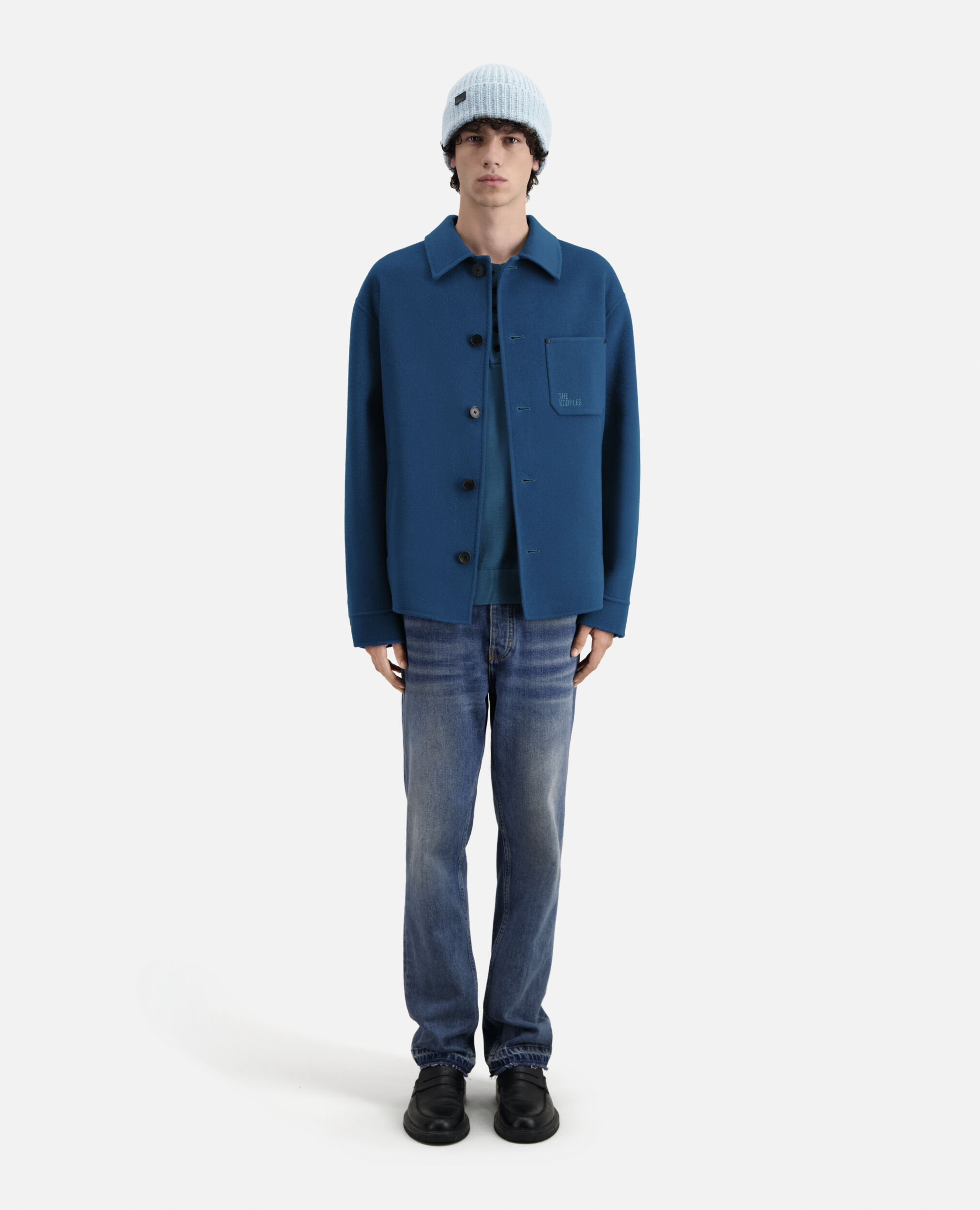 Blue wool overshirt style jacket | The Kooples - UK