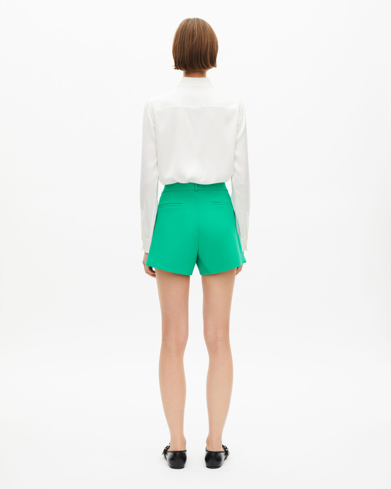 The Kooples F GREEN green crêpe suit shorts