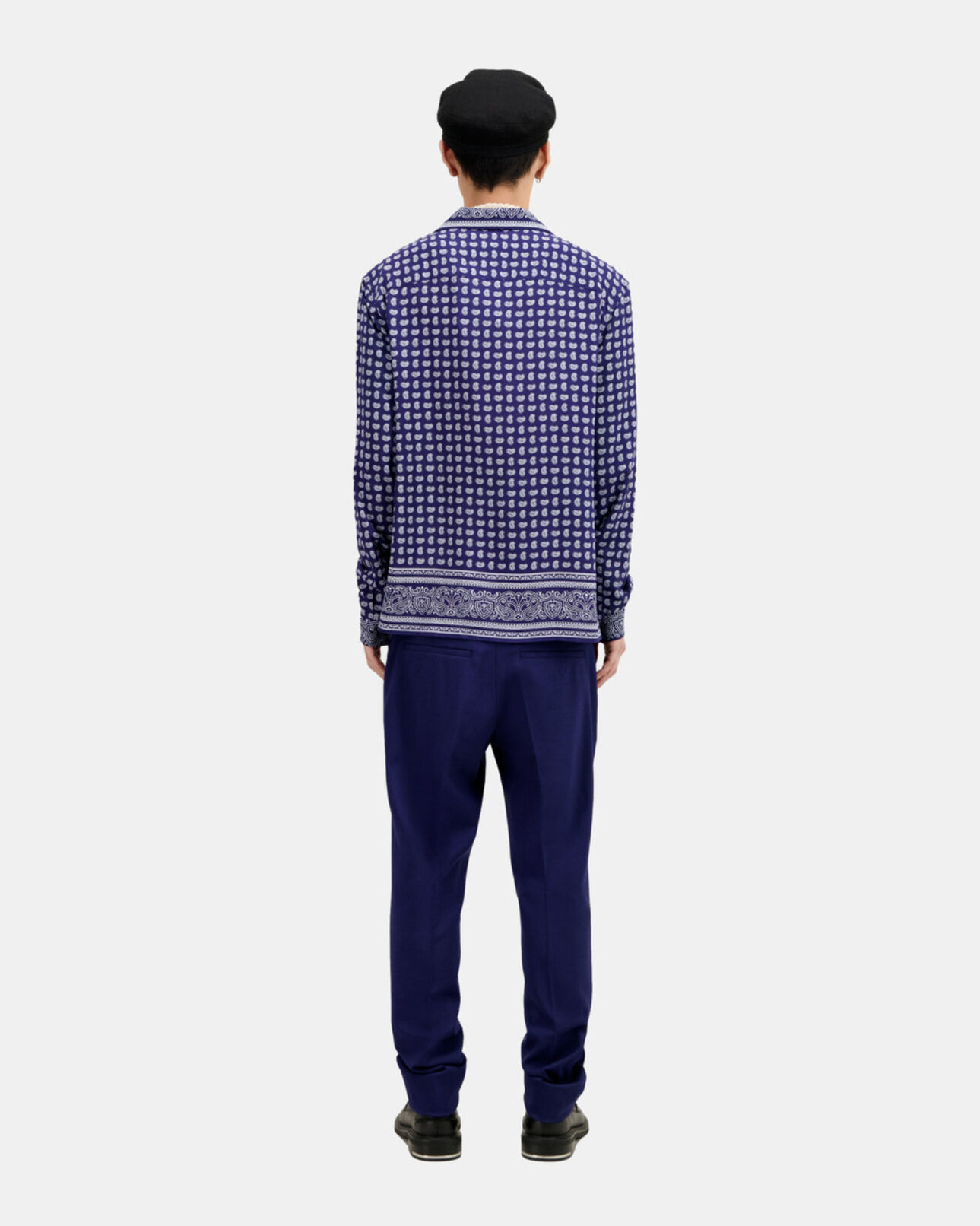 The Kooples MEN BLUE blue and white paisley print long sleeve shirt