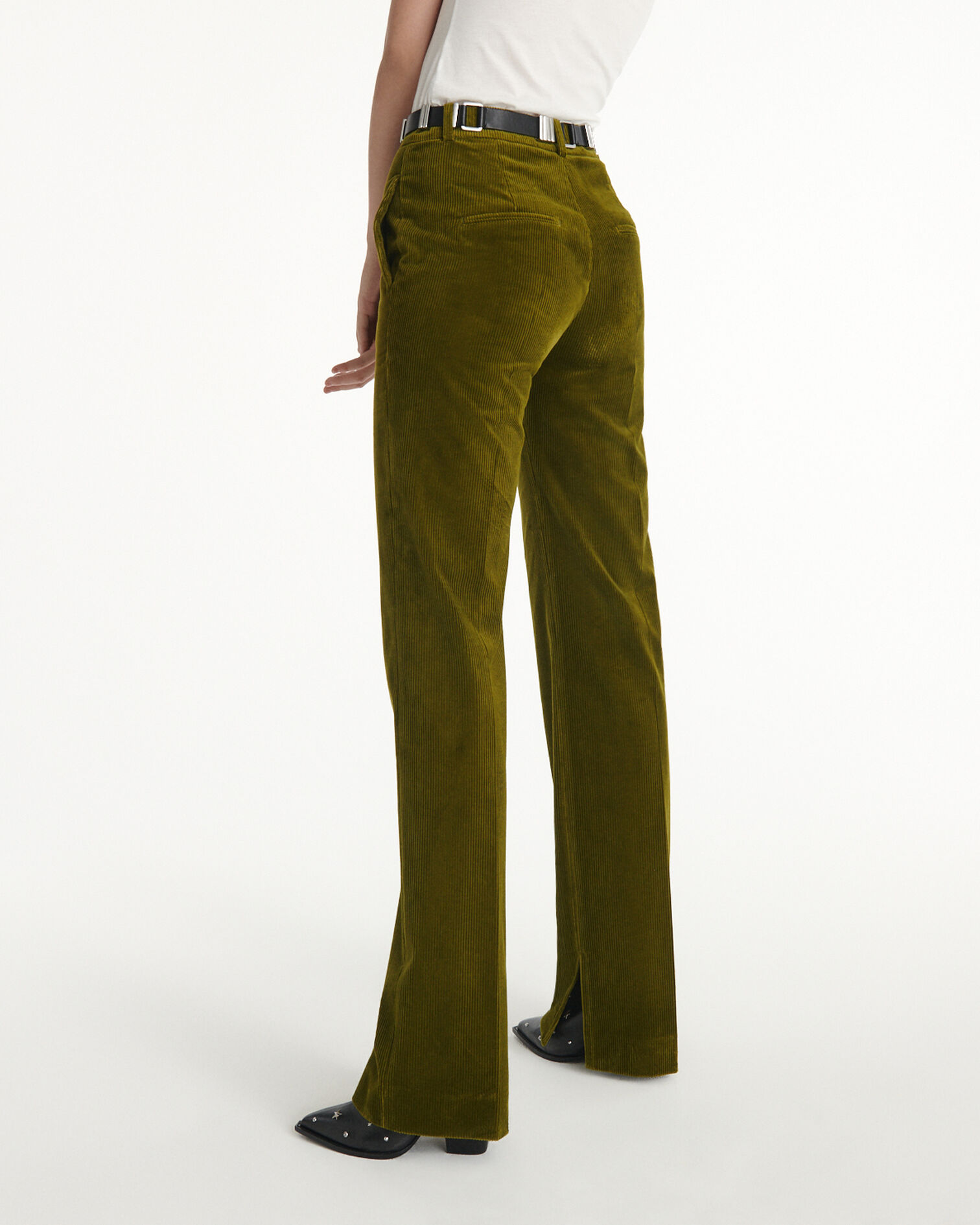 Green corduroy suit pants, DARK GREEN, hi-res image number null